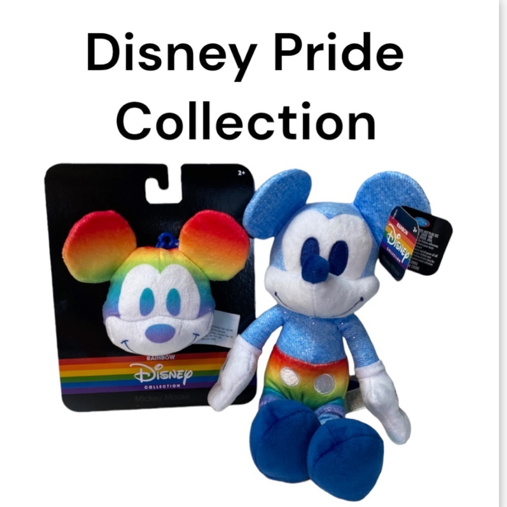 NWT Disney Rainbow Pride Collections LGBTQ Mickey Mouse Plush & Clip on Plush